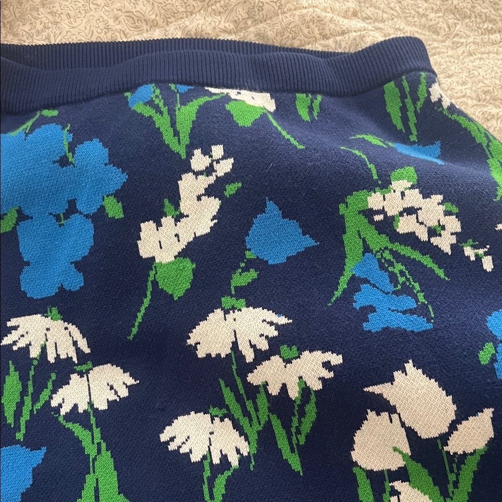 Kate Spade Blue Floral Midi Skirt